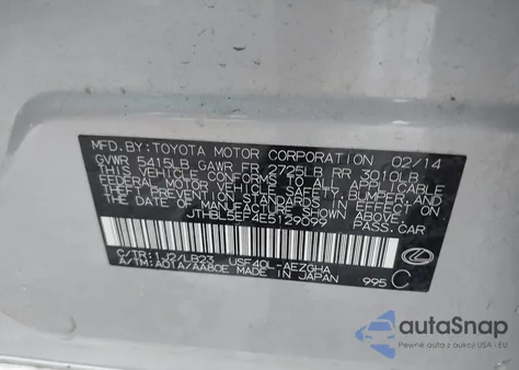 2014 Lexus Ls 460 z USA, uszkodzony, nr VIN JTHBL5EF4E5129099